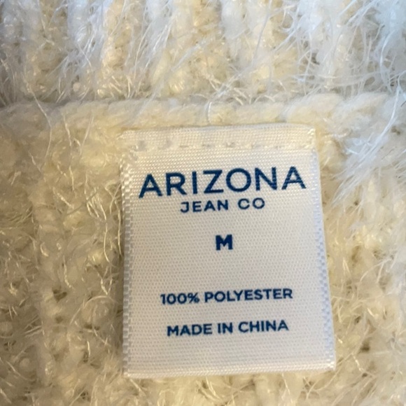 Arizona Jean Company Cream Crew Neck Sweater Plush Knit - Picture 6 of 7